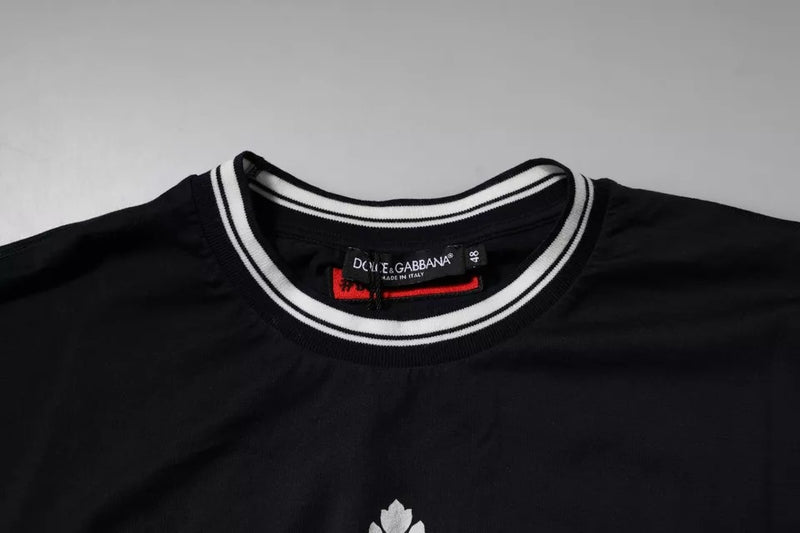 Dolce &amp; Gabbana T-shirt met ronde hals van katoen, donkerblauw met kroonlogo.