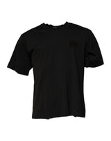 T-shirt à col rond en coton noir avec logo DG de Dolce &amp; Gabbana