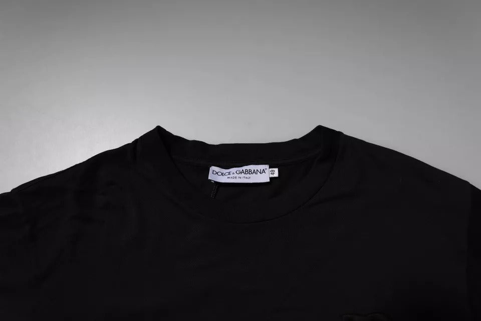 T-shirt à col rond en coton noir avec logo DG de Dolce &amp; Gabbana
