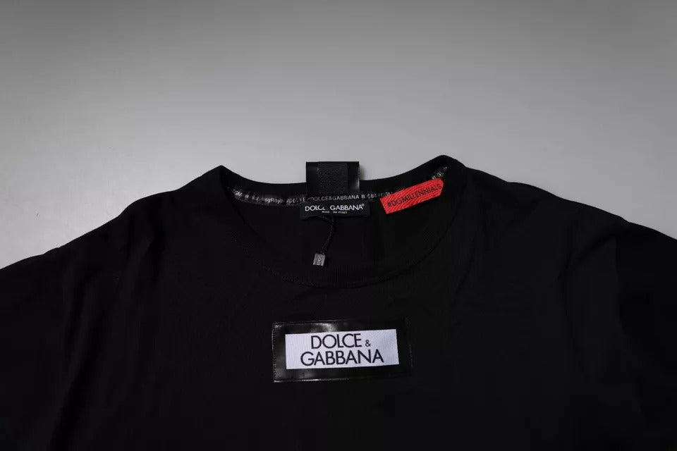 T-shirt Dolce &amp; Gabbana noir en coton à col rond #DGMILLENNIALS