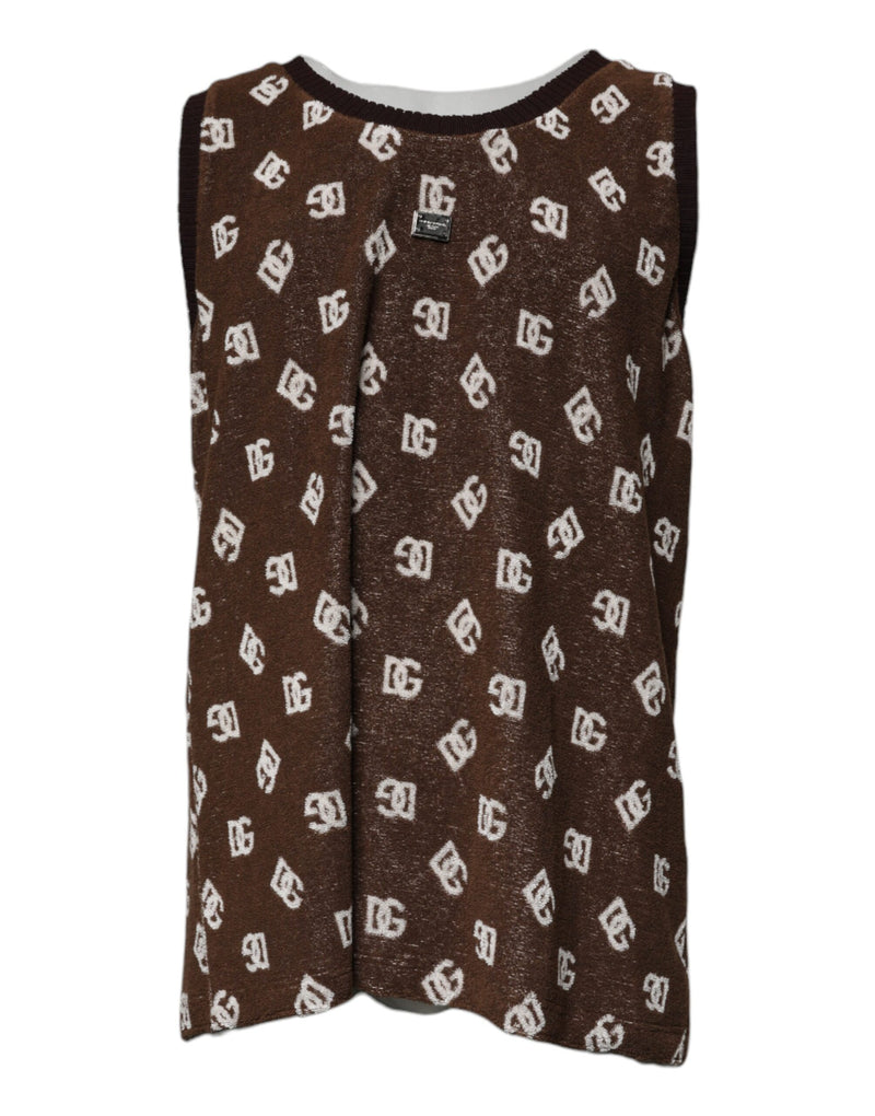 Dolce &amp; Gabbana Bruin Logo Monogram Katoenen T-shirt met Ronde Hals