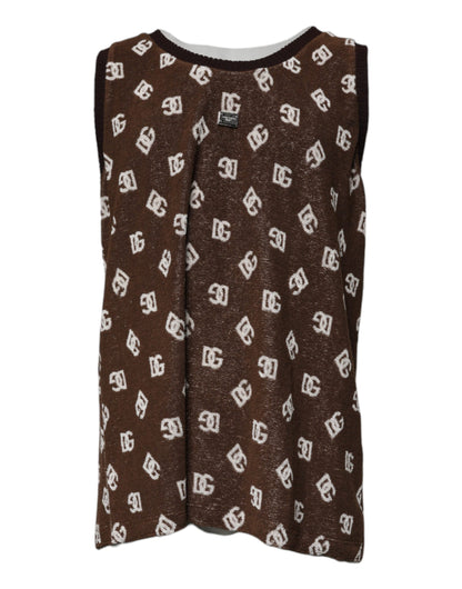 T-shirt en coton à col rond avec logo monogramme brun de Dolce &amp; Gabbana