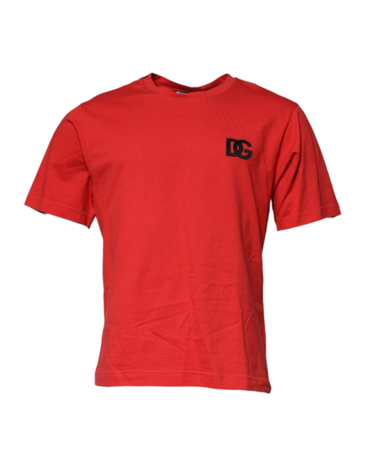 T-shirt en coton à col rond avec patch logo DG rouge de Dolce &amp; Gabbana