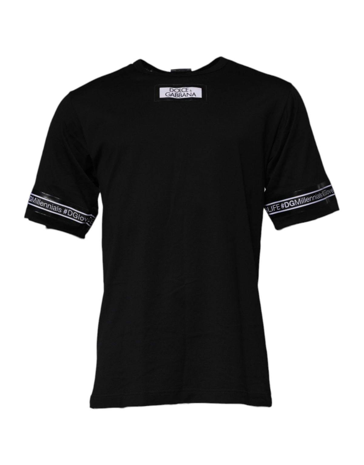 T-shirt Dolce &amp; Gabbana noir en coton à col rond #DGMILLENNIALS