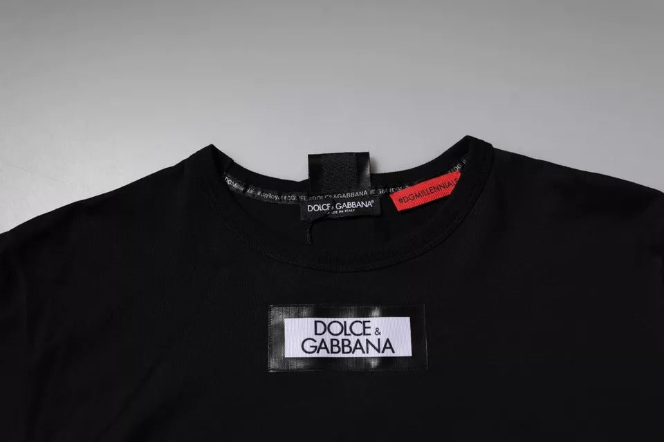 T-shirt Dolce &amp; Gabbana noir en coton à col rond #DGMILLENNIALS