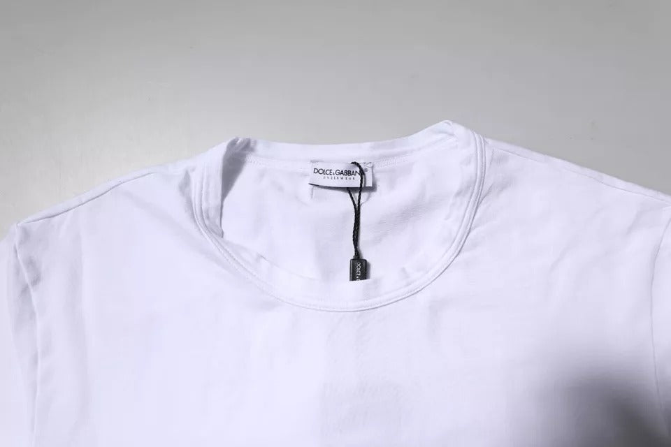 T-shirt sous-vêtement à col rond en coton extensible blanc de Dolce &amp; Gabbana