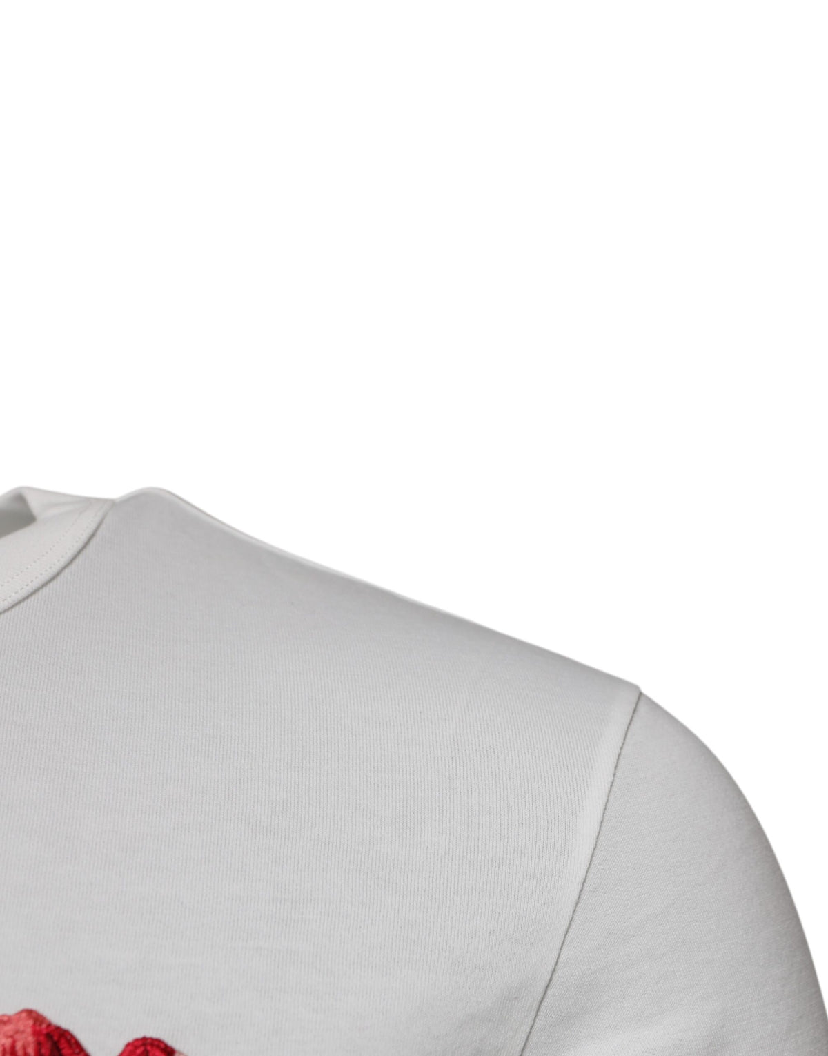 T-shirt blanc en coton à col rond avec logo floral de Dolce &amp; Gabbana