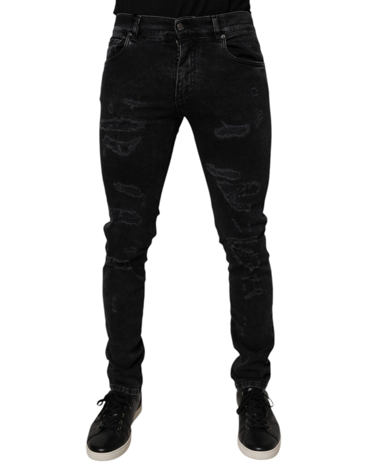 Jean skinny en coton noir délavé pour homme de Dolce &amp; Gabbana