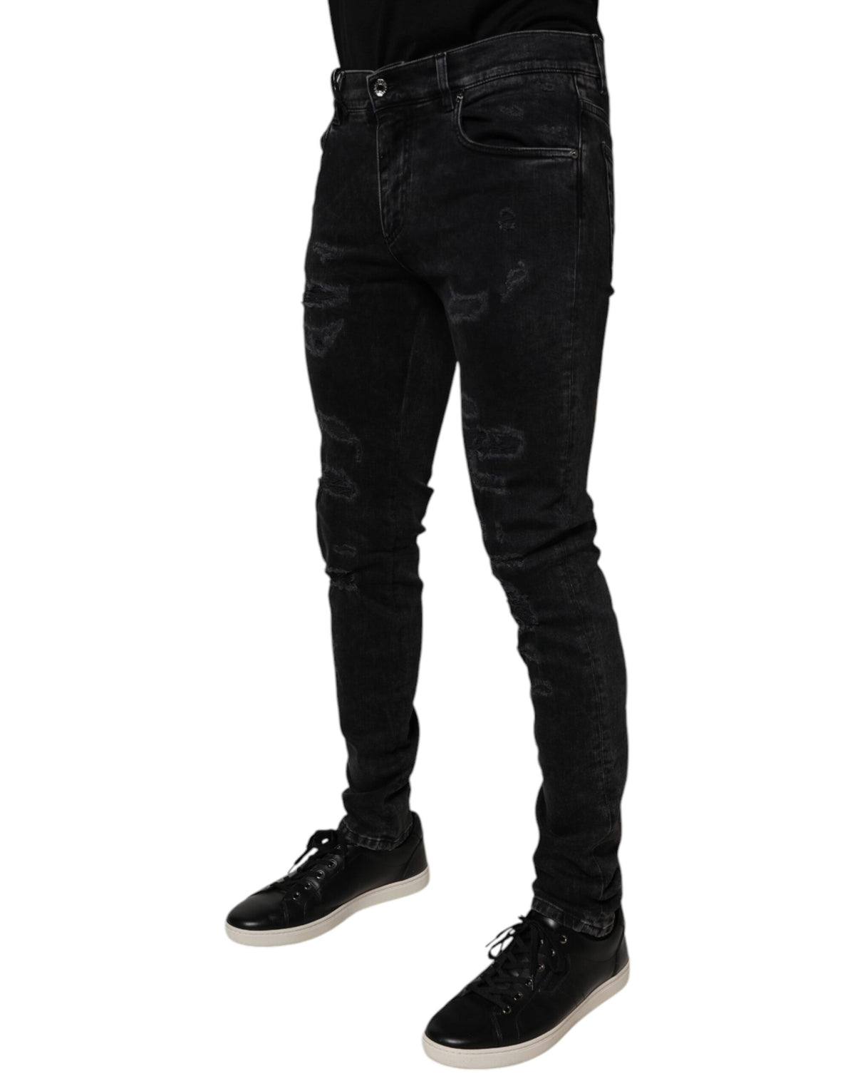 Jean skinny en coton noir délavé pour homme de Dolce &amp; Gabbana