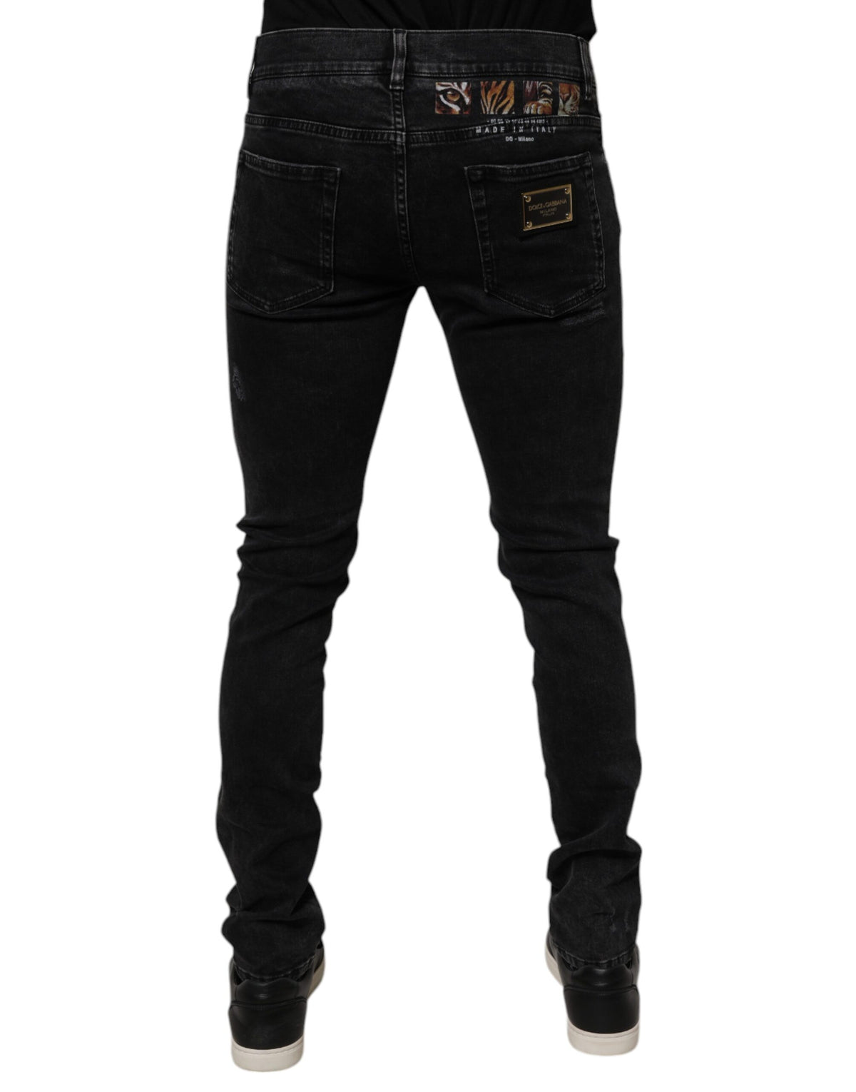Jean skinny en coton noir délavé pour homme de Dolce &amp; Gabbana