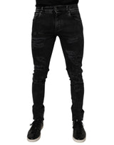 Jean skinny en coton noir délavé pour homme de Dolce &amp; Gabbana
