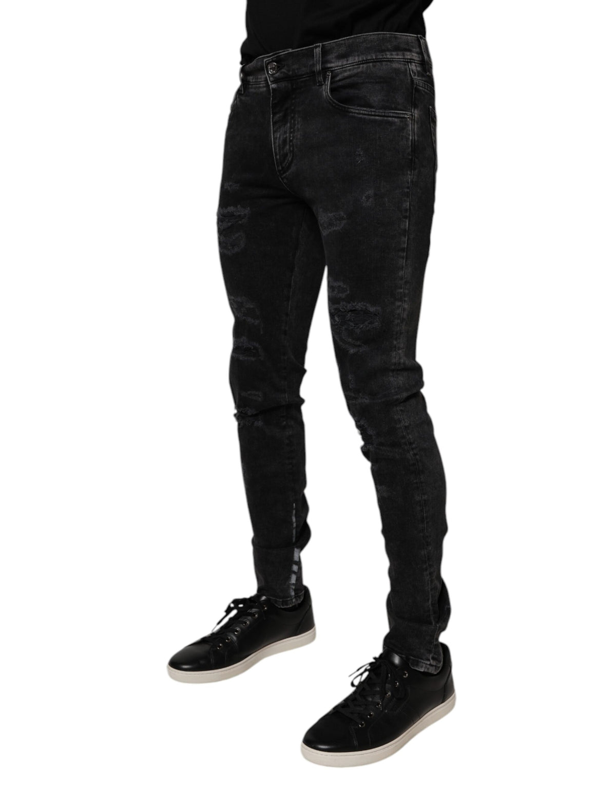 Jean skinny en coton noir délavé pour homme de Dolce &amp; Gabbana