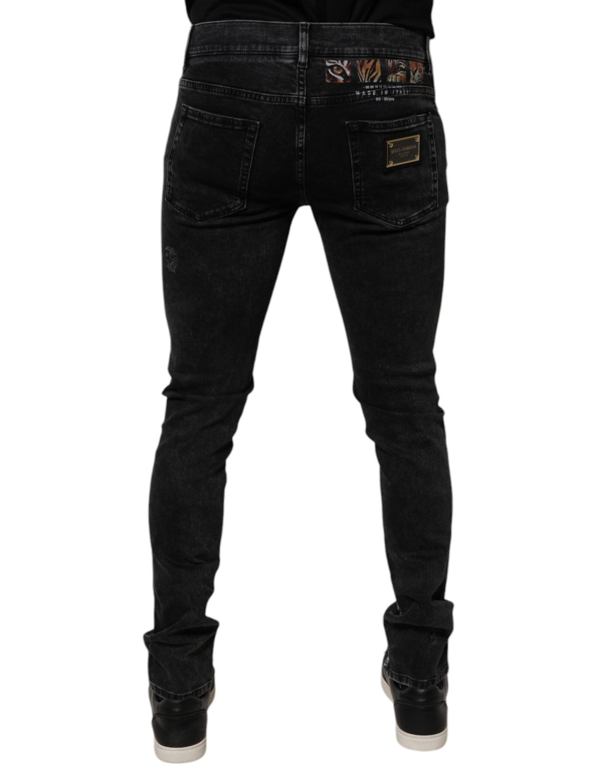 Jean skinny en coton noir délavé pour homme de Dolce &amp; Gabbana