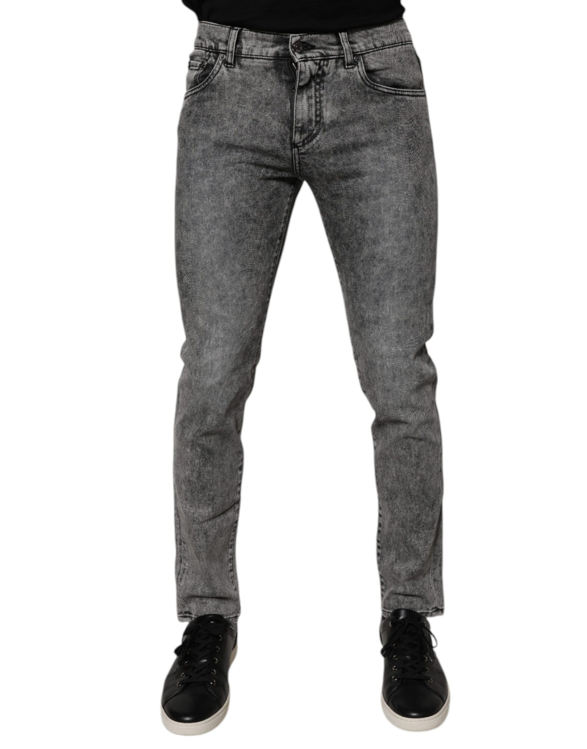Jeans slim en coton délavé gris foncé de Dolce &amp; Gabbana