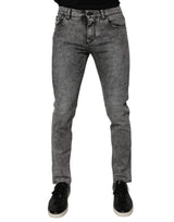 Jeans slim en coton délavé gris foncé de Dolce &amp; Gabbana