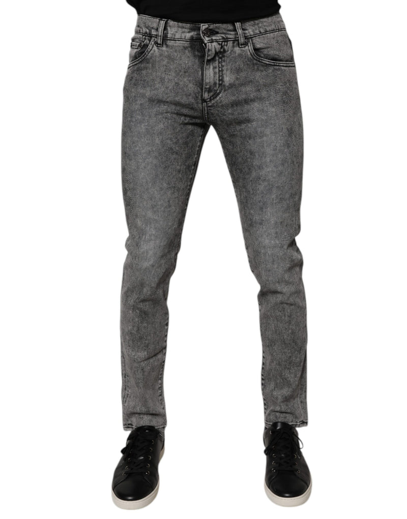Dolce &amp; Gabbana donkergrijze, gewassen, smalle katoenen denim jeans