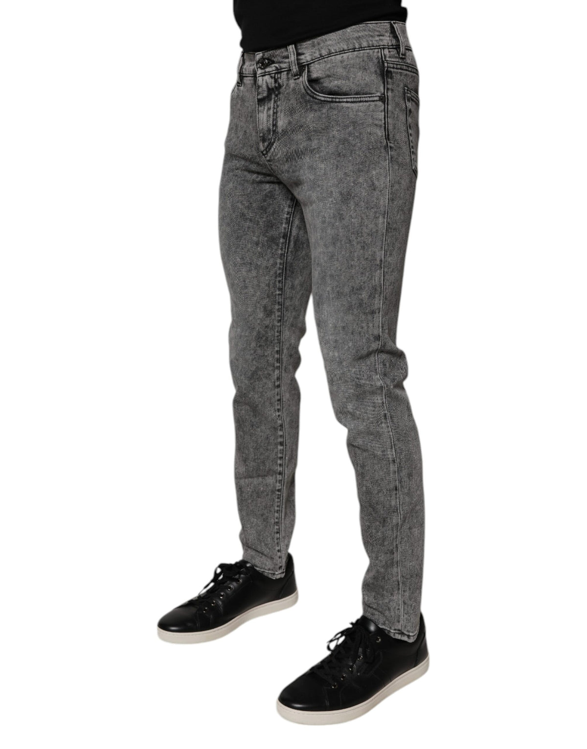 Jeans slim en coton délavé gris foncé de Dolce &amp; Gabbana