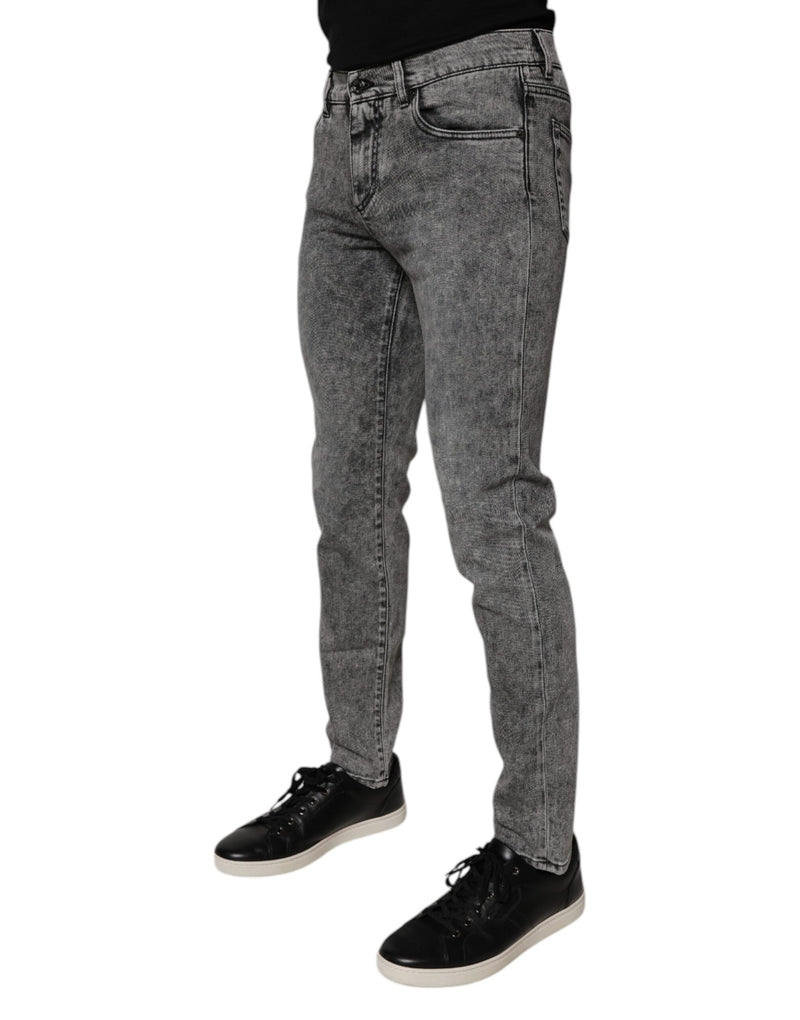 Dolce &amp; Gabbana donkergrijze, gewassen, smalle katoenen denim jeans