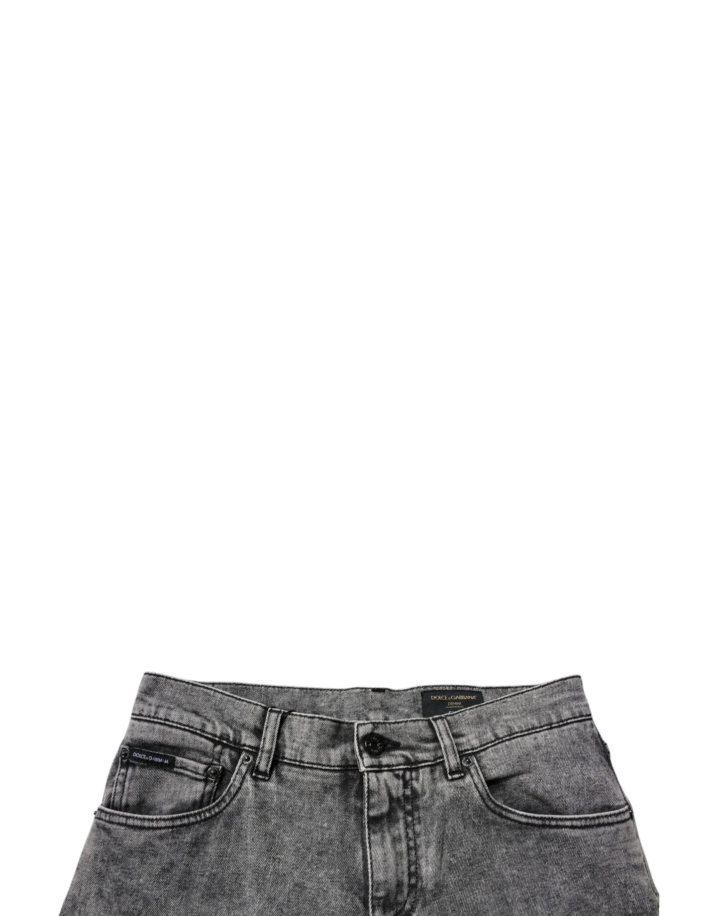 Dolce & Gabbana donkergrijze, gewassen, smalle katoenen denim jeans