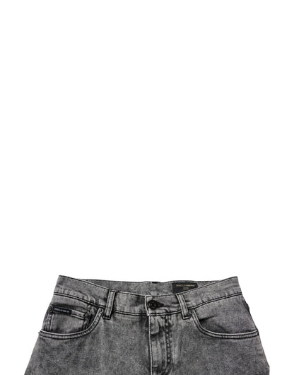 Dolce & Gabbana donkergrijze, gewassen, smalle katoenen denim jeans