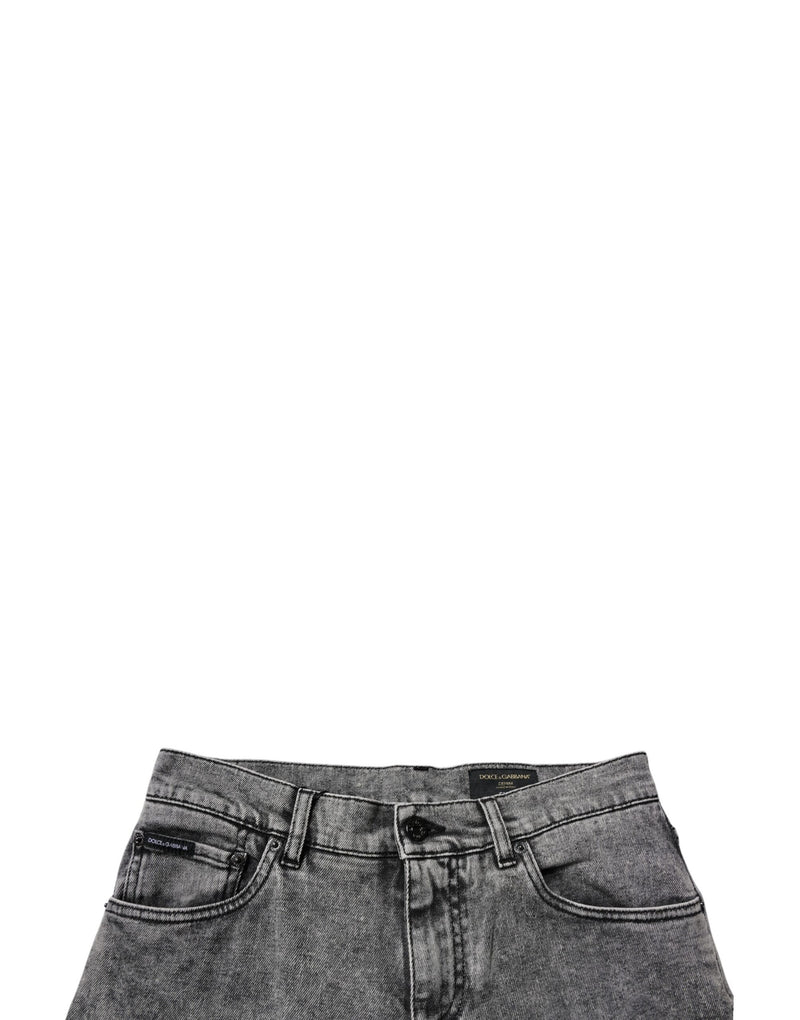 Dolce &amp; Gabbana donkergrijze, gewassen, smalle katoenen denim jeans
