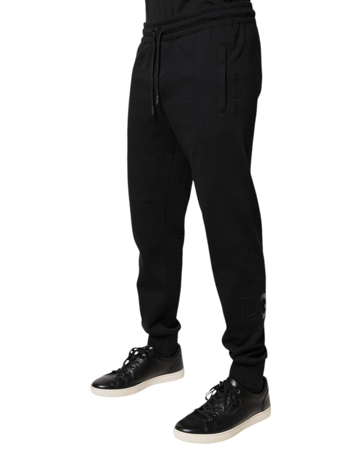 Pantalons de jogging en coton noir Dolce &amp; Gabbana