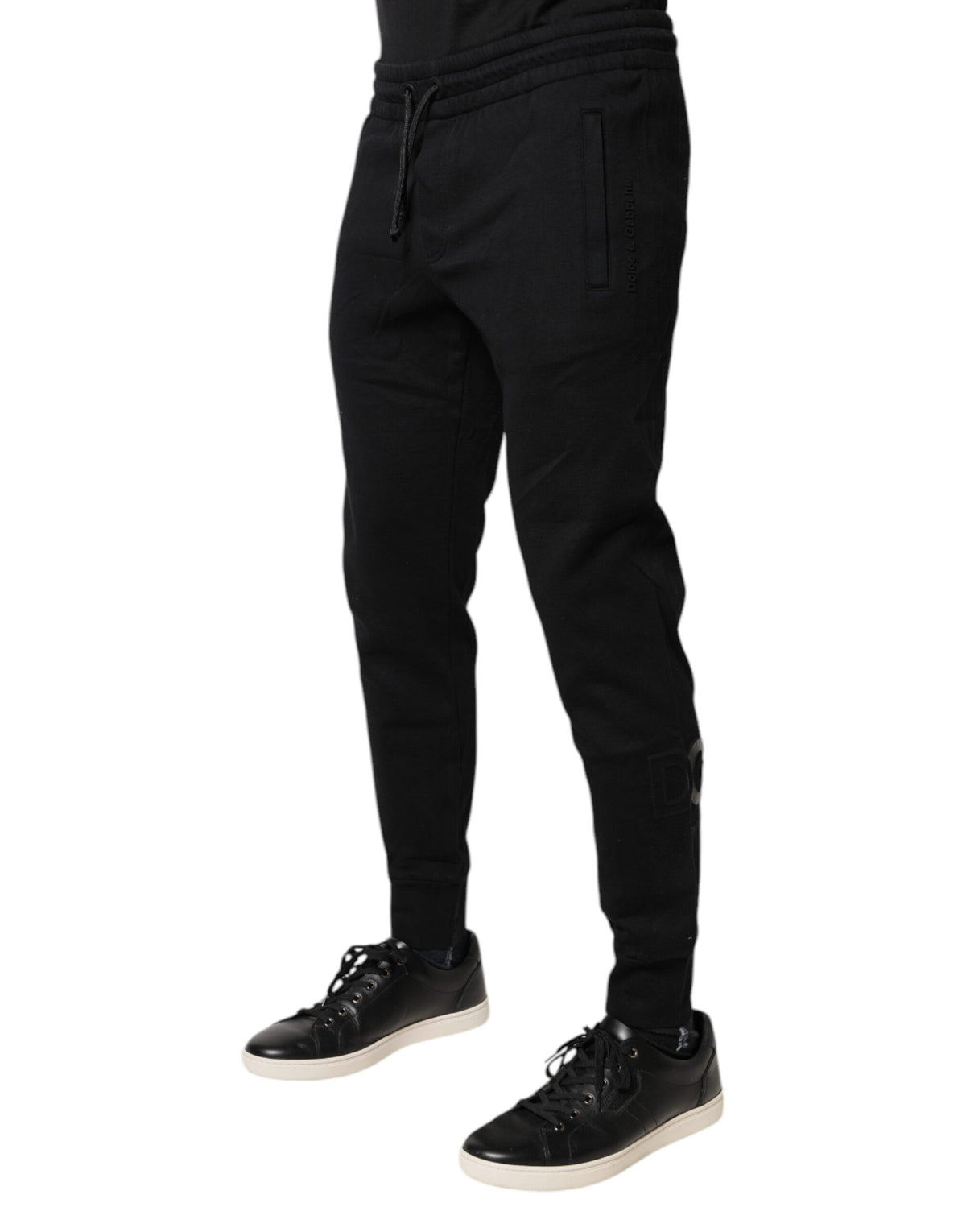 Pantalons de jogging en coton noir Dolce &amp; Gabbana