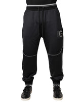 Pantalon de jogging en polyester noir avec logo Dolce &amp; Gabbana