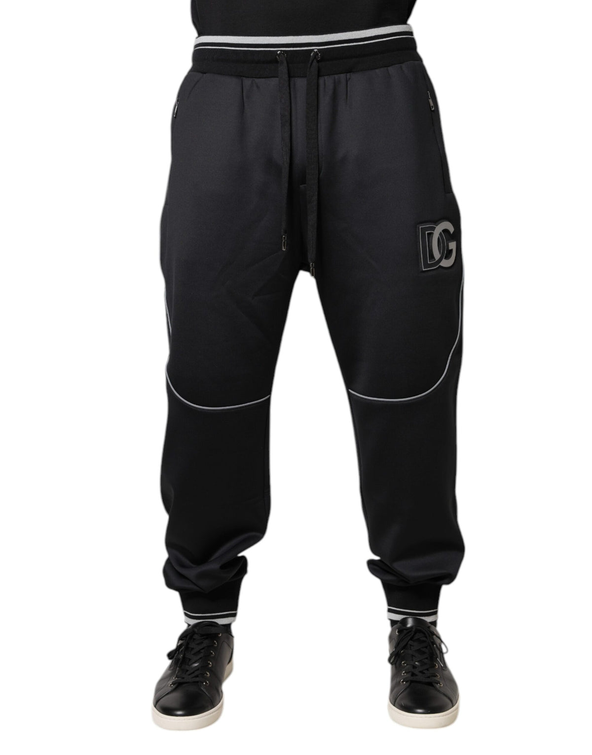 Pantalon de jogging en polyester noir avec logo Dolce &amp; Gabbana