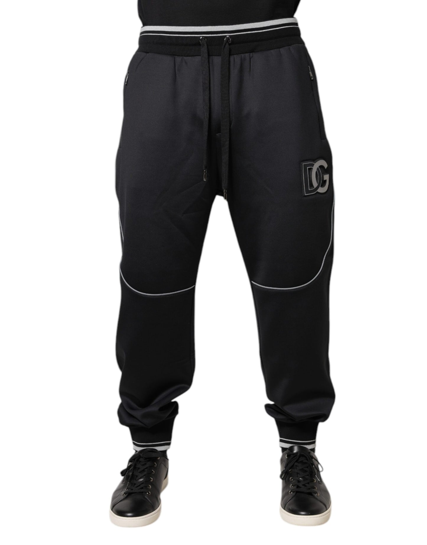 Pantalon de jogging en polyester noir avec logo Dolce &amp; Gabbana