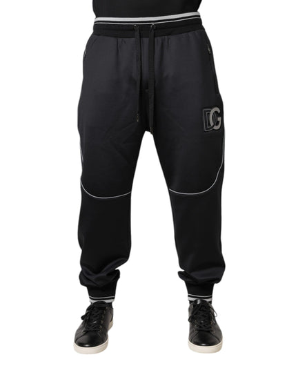Pantalon de jogging en polyester noir avec logo Dolce &amp; Gabbana