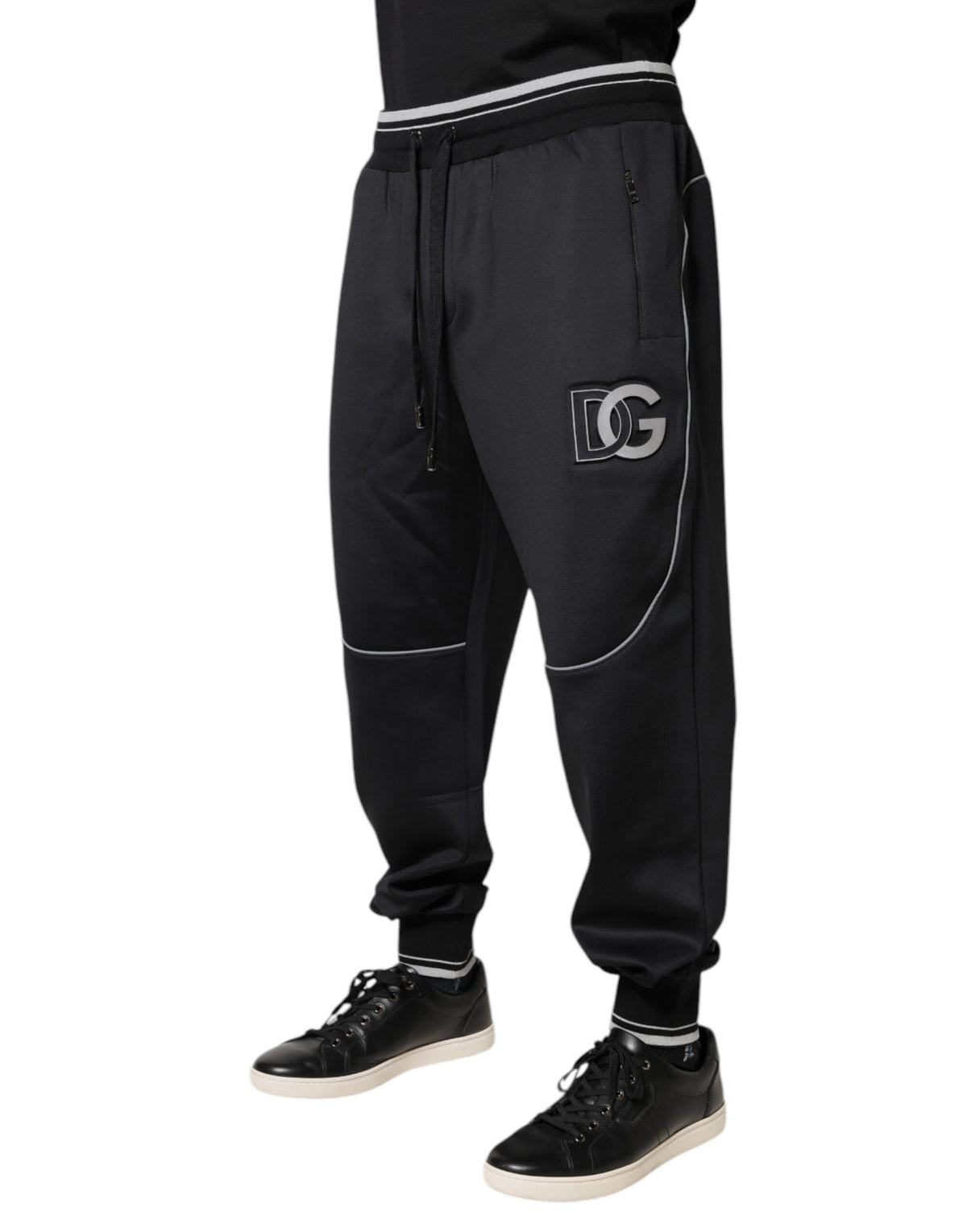 Pantalon de jogging en polyester noir avec logo Dolce &amp; Gabbana