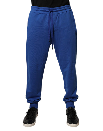 Pantalon de jogging taille mi-hauteur en coton bleu de Dolce &amp; Gabbana