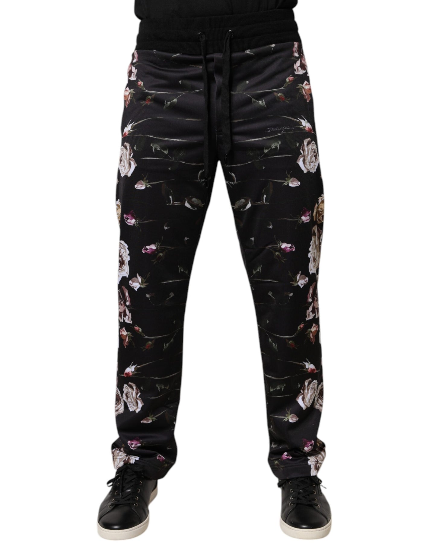 Dolce &amp; Gabbana zwarte polyester joggingbroek met bloemenprint