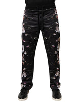 Pantalon de jogging en polyester noir à motifs floraux Dolce &amp; Gabbana