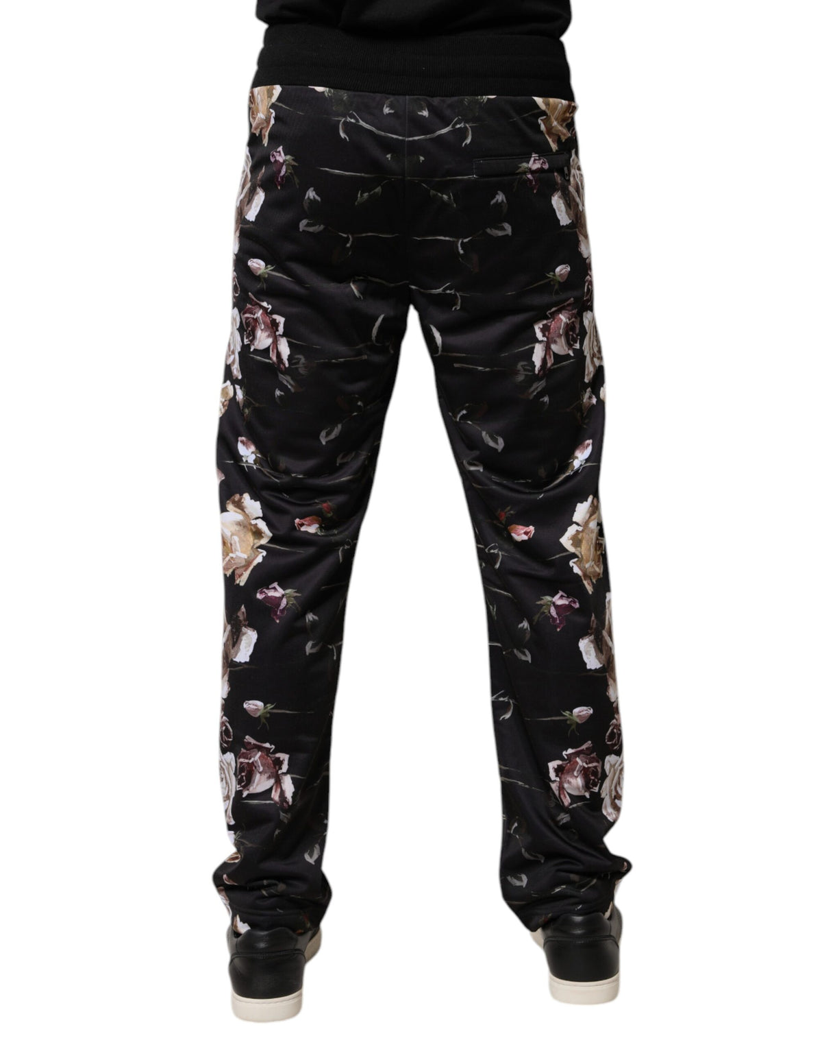 Pantalon de jogging en polyester noir à motifs floraux Dolce &amp; Gabbana