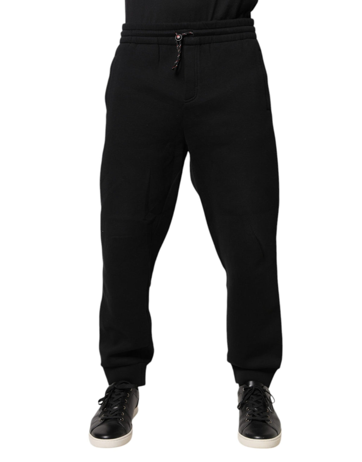 Pantalon de jogging en coton avec patch logo noir Dolce &amp; Gabbana