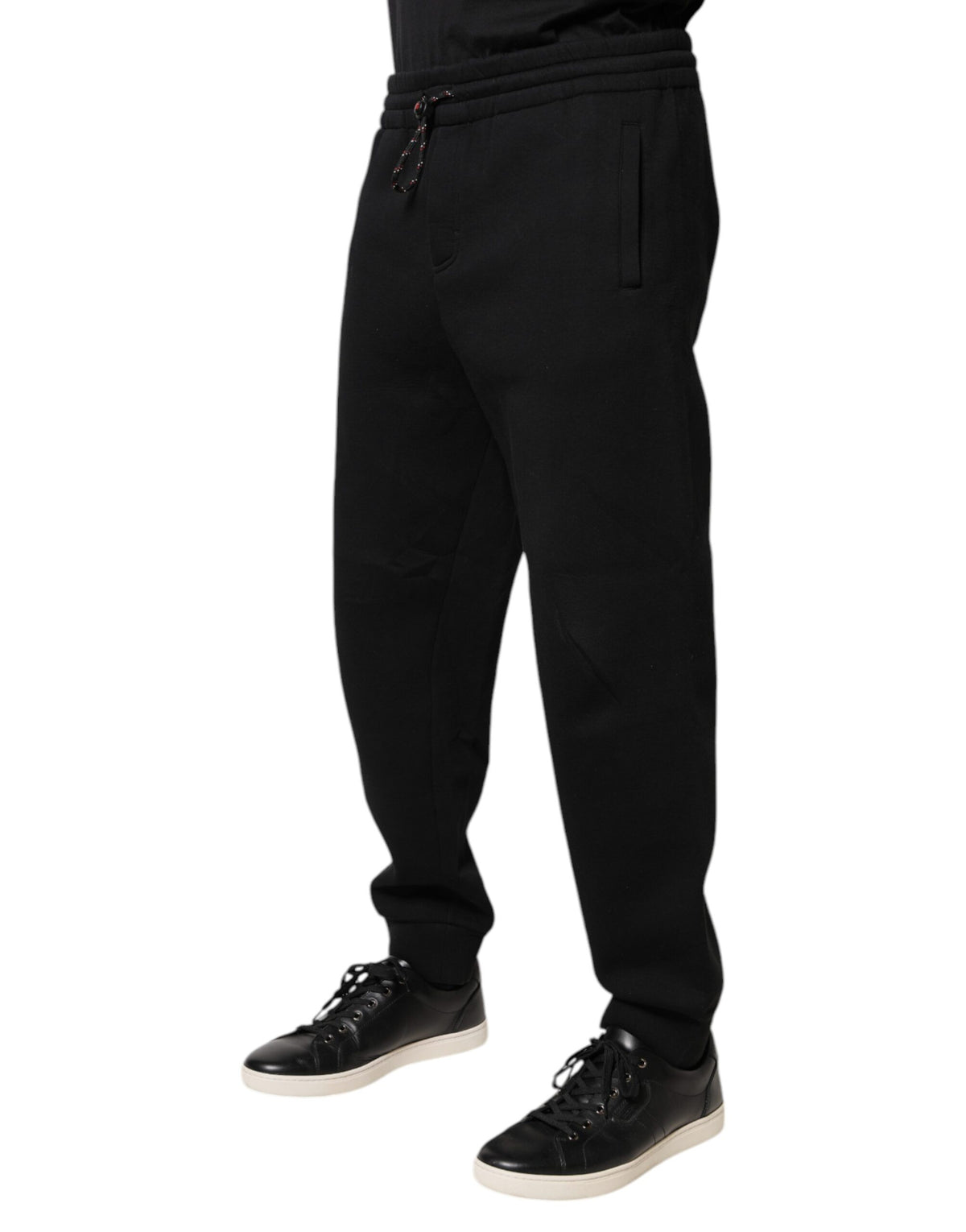 Pantalon de jogging en coton avec patch logo noir Dolce &amp; Gabbana