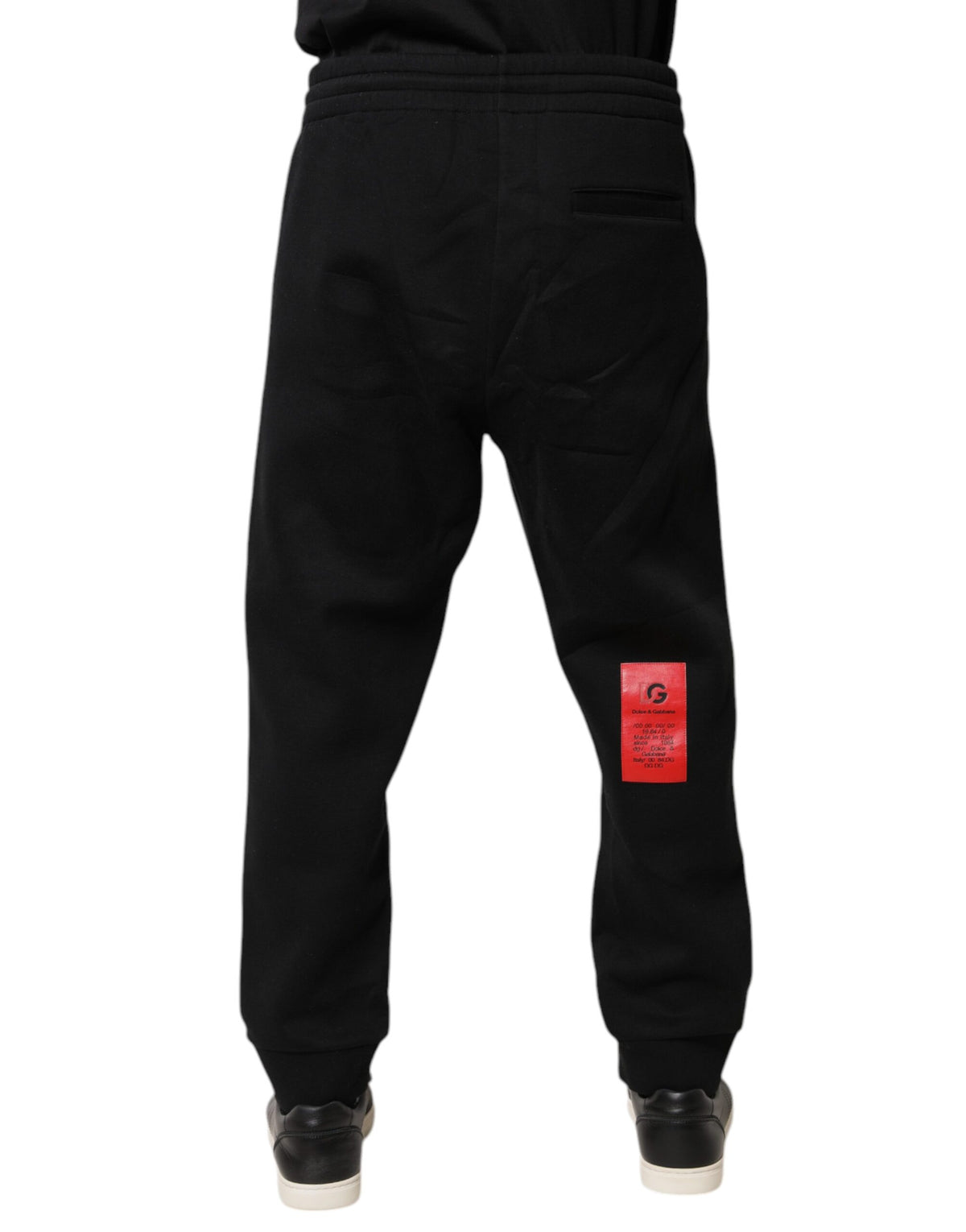 Pantalon de jogging en coton avec patch logo noir Dolce &amp; Gabbana