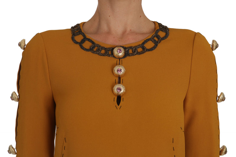 Robe Dolce &amp; Gabbana marron mini ornée de cristaux