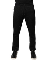 Pantalons de jogging en sweat noir à logo et monogramme Dolce &amp; Gabbana