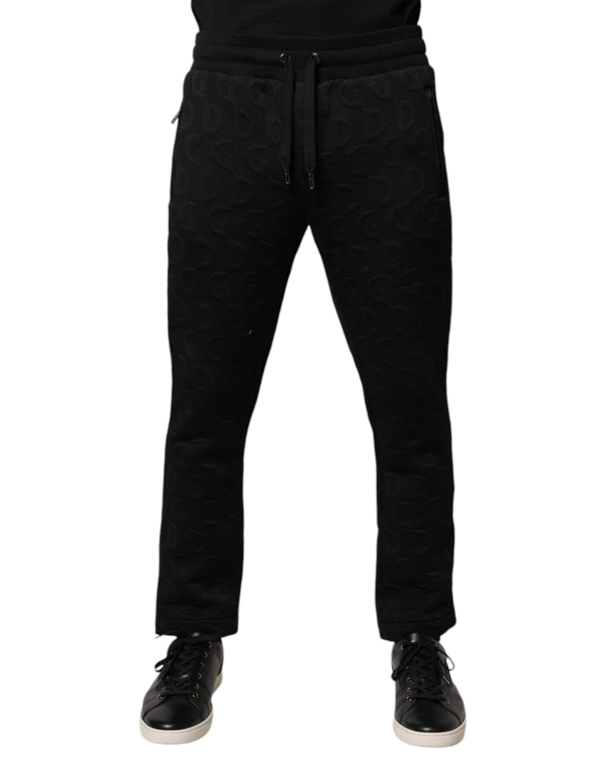 Pantalons de jogging en sweat noir à logo et monogramme Dolce &amp; Gabbana