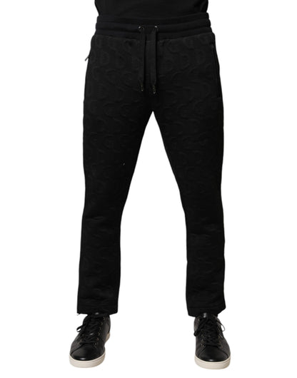Pantalons de jogging en sweat noir à logo et monogramme Dolce &amp; Gabbana