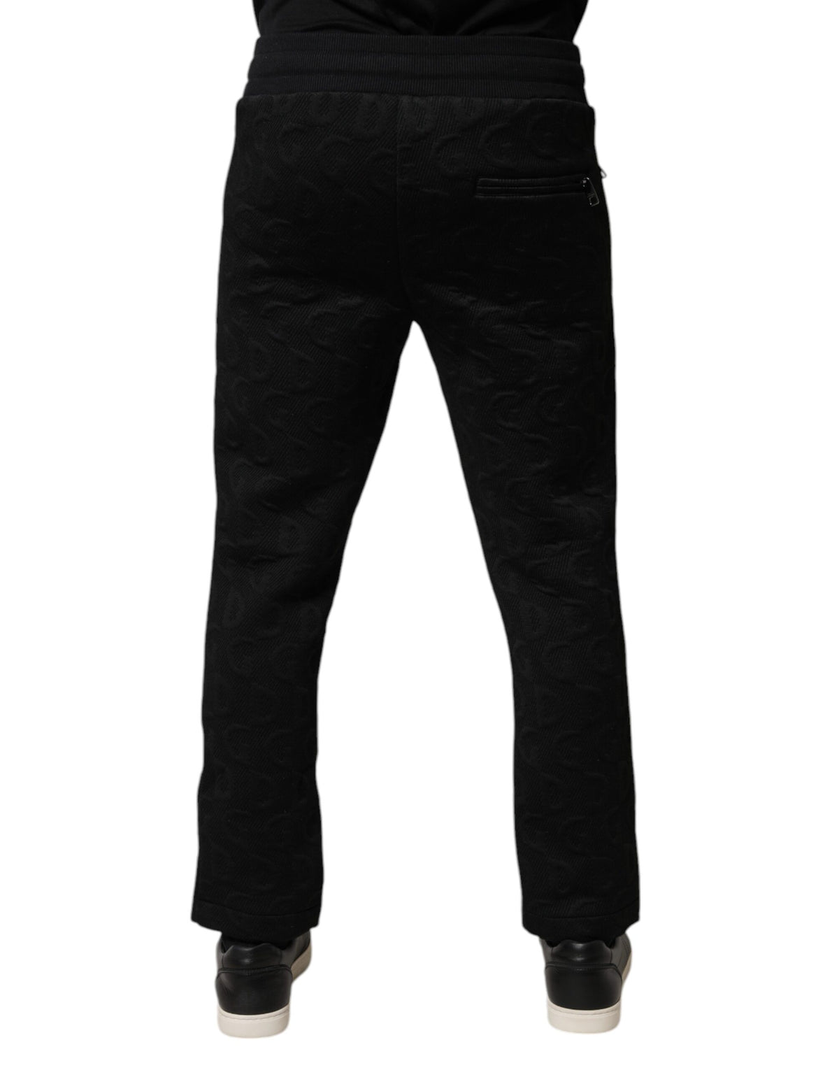 Pantalons de jogging en sweat noir à logo et monogramme Dolce &amp; Gabbana
