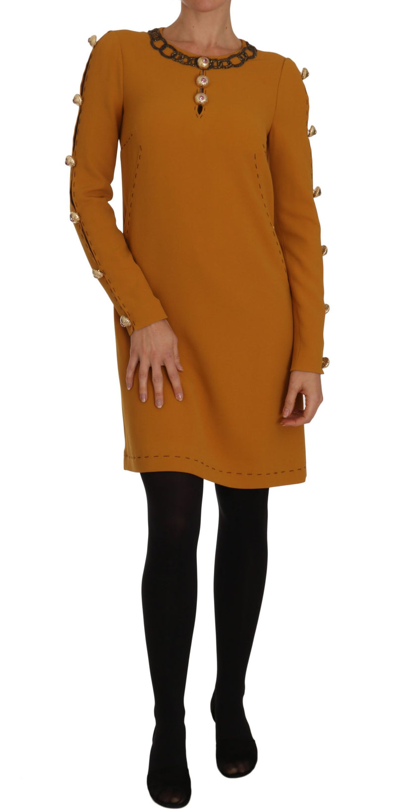 Robe Dolce &amp; Gabbana marron mini ornée de cristaux