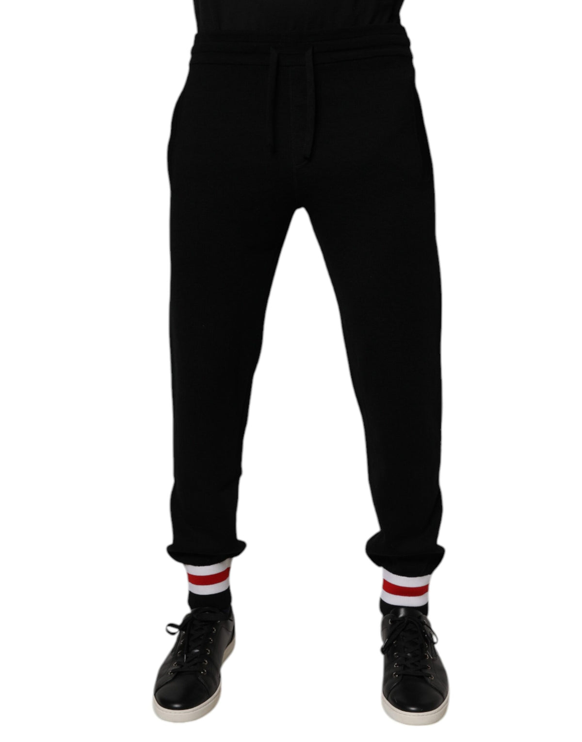 Pantalon de jogging en laine noire taille mi-hauteur Dolce &amp; Gabbana