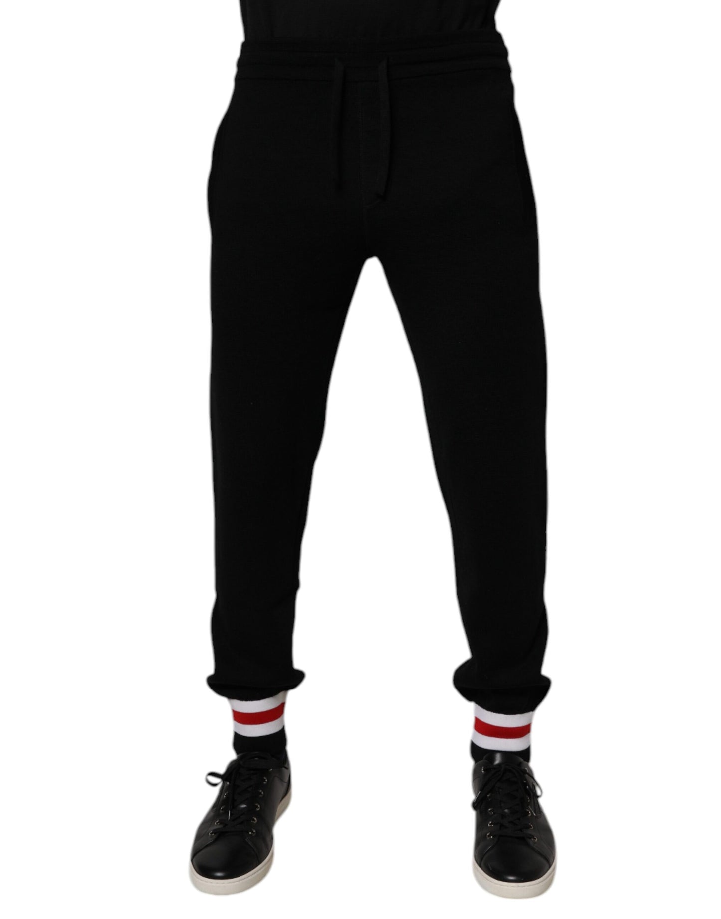 Dolce &amp; Gabbana zwarte wollen joggingbroek met hoge taille