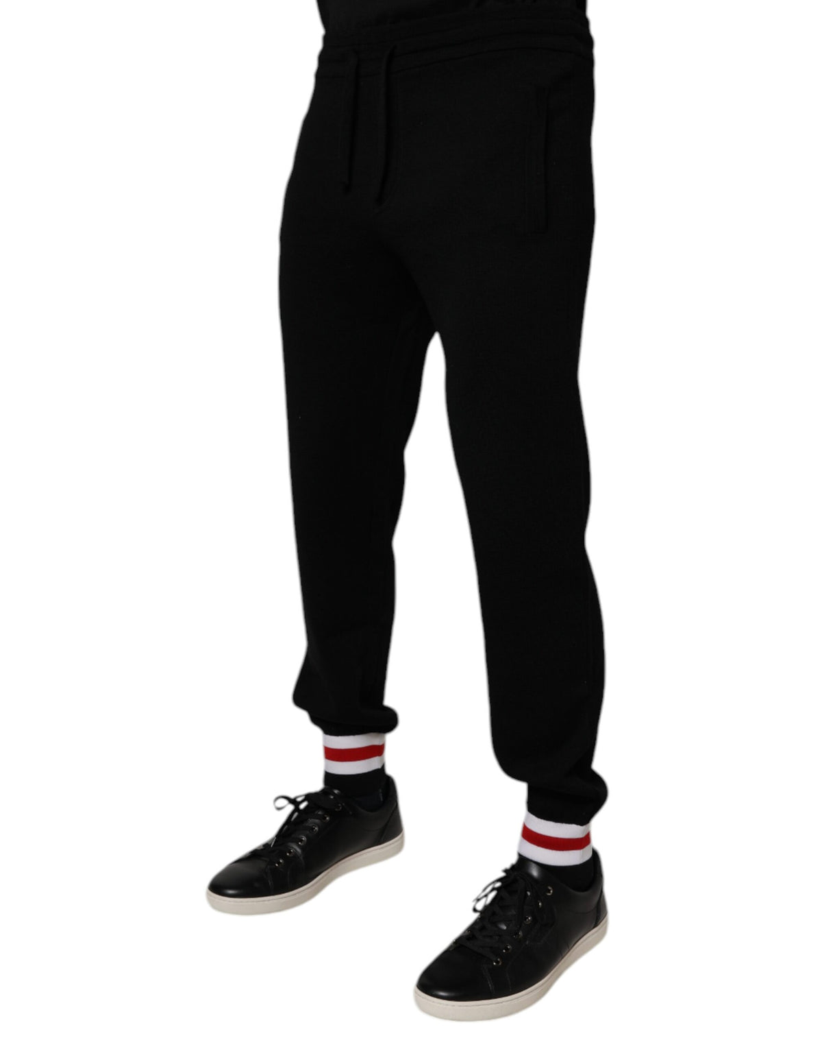 Pantalon de jogging en laine noire taille mi-hauteur Dolce &amp; Gabbana