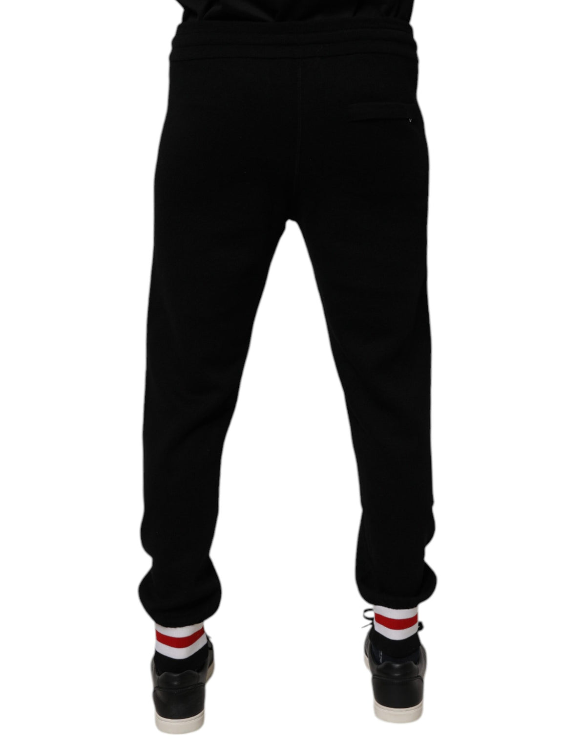 Pantalon de jogging en laine noire taille mi-hauteur Dolce &amp; Gabbana
