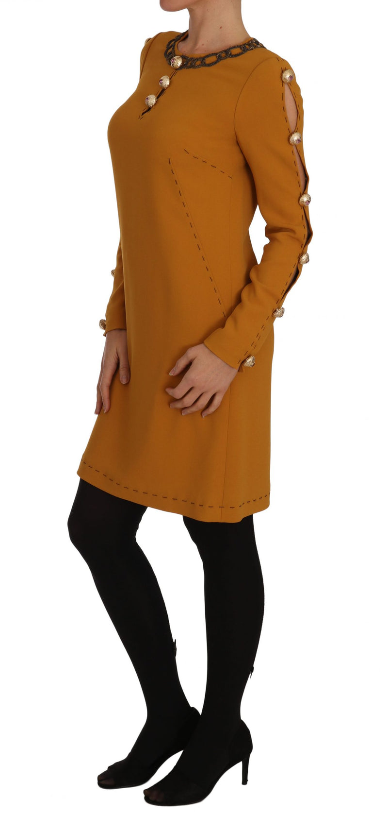 Robe Dolce &amp; Gabbana marron mini ornée de cristaux